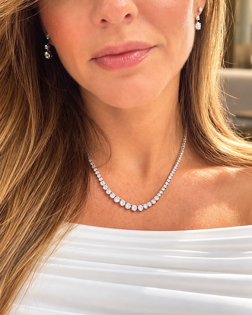 Colar Riviera Graduada Moissanite 3 Grifos