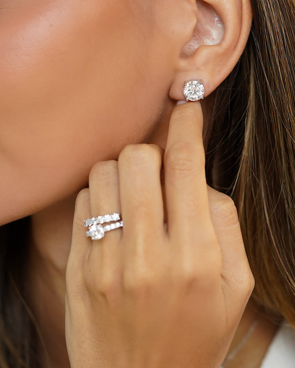 Brinco Solitário Clássico Moissanite Luxo 3ct