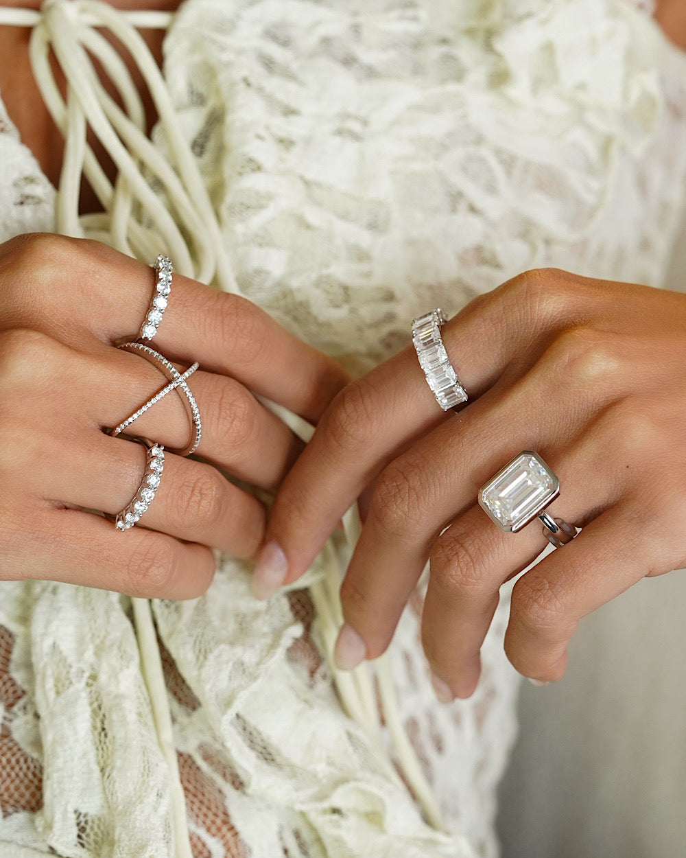 Anel X Moissanite Luxo