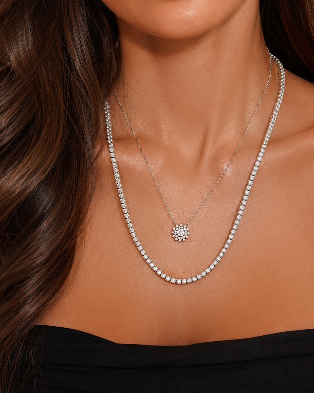 Colar Riviera Classique Moissanite 10 Pontos Luxo 50cm
