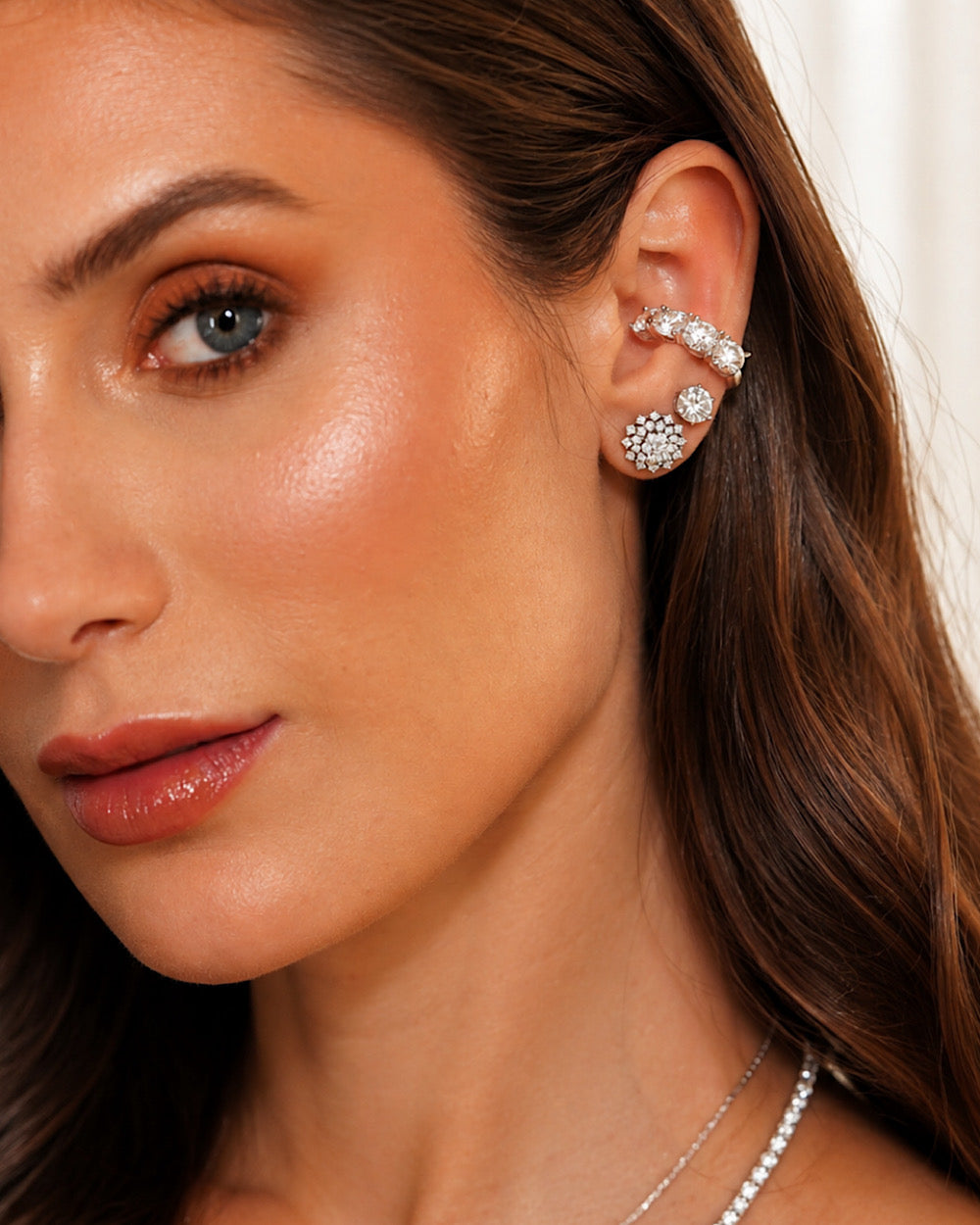 Brinco Chuveiro Moissanite Luxo