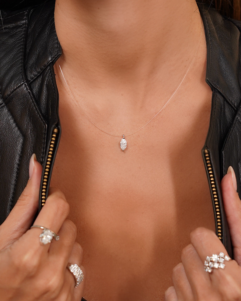 Colar Invisible Moissanite Navete 1ct — detalhe 2 | IT STONE