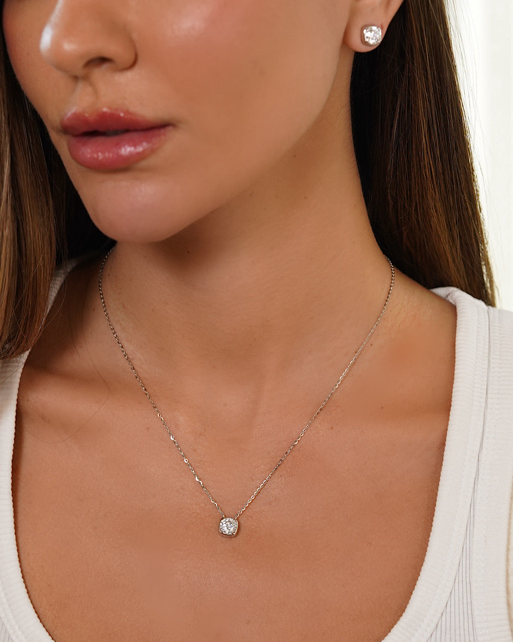 Colar Frame Square Luxo Moissanite — detalhe 3 | IT STONE
