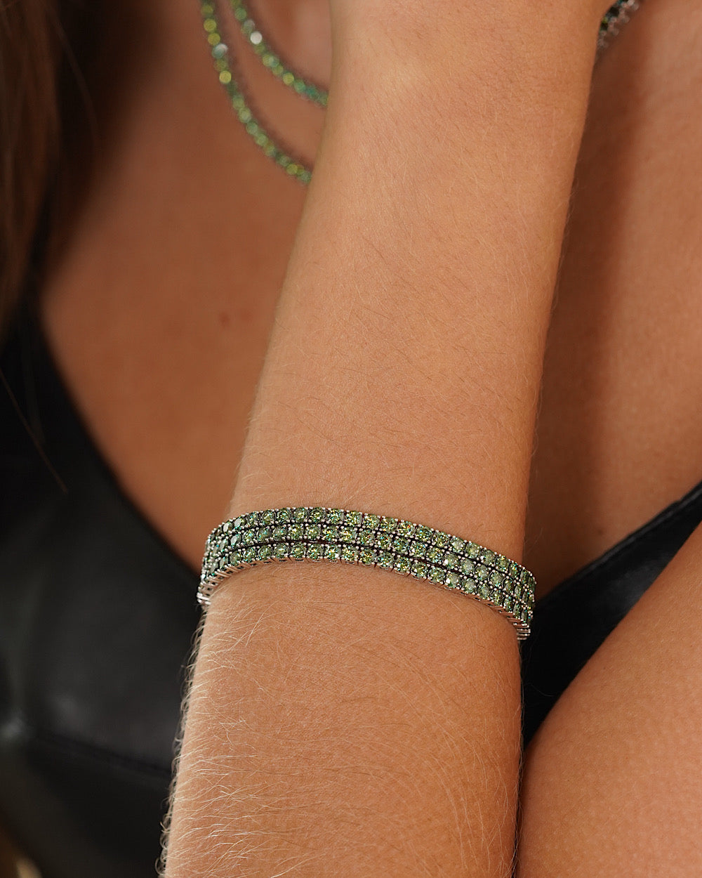 Pulseira Riviera Ciano Deep Vivid Moissanite Luxo