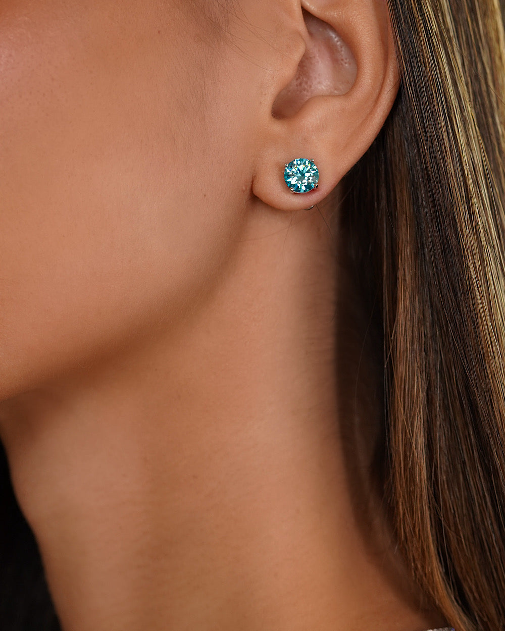 Brinco Solitário Clássico Moissanite Blue Sky 2ct