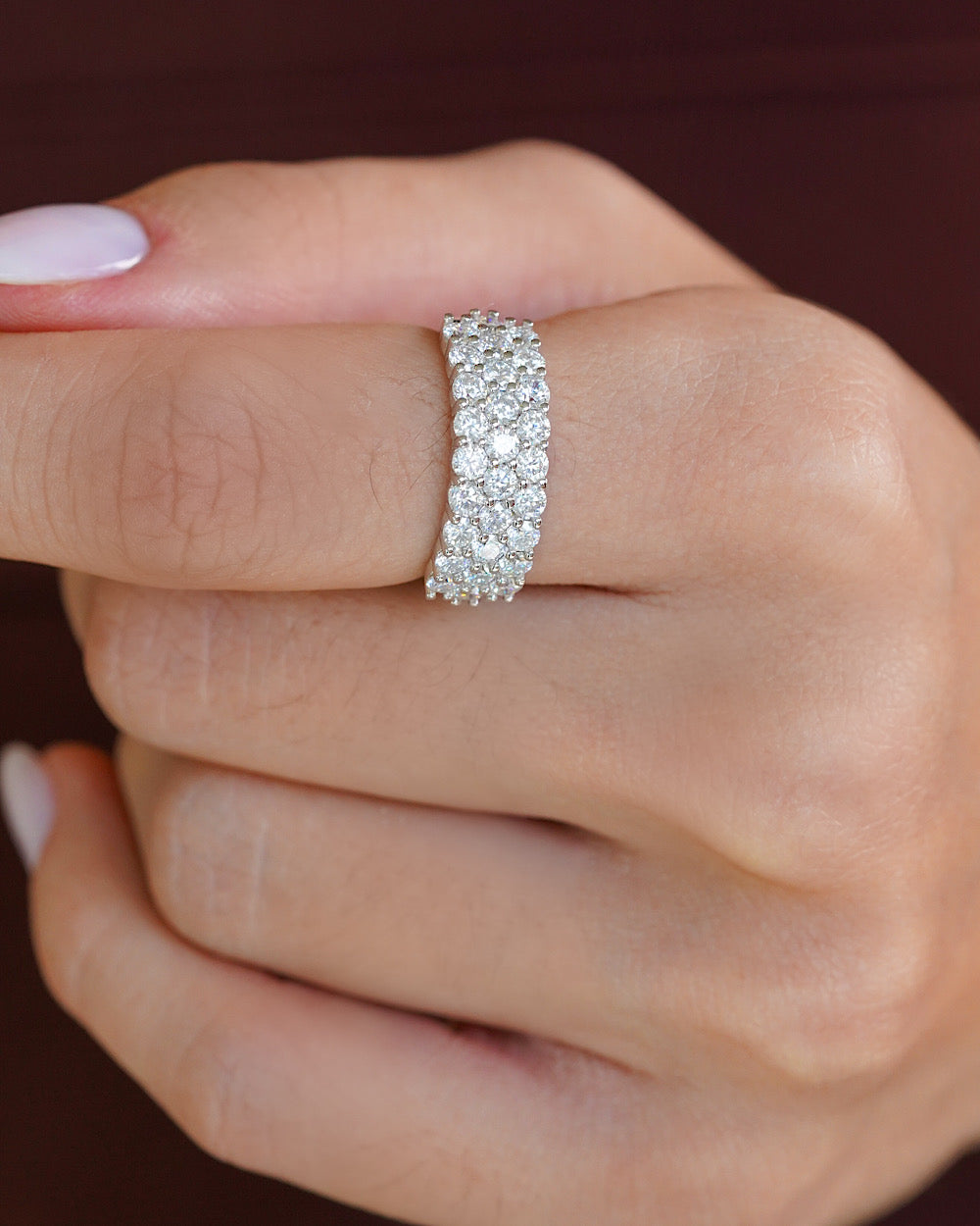 Meia Aliança Triple Moissanite