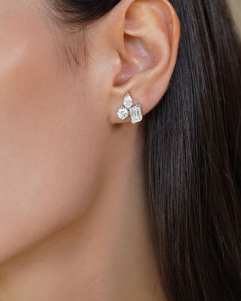 Brinco Cluster Moissanite Luxo