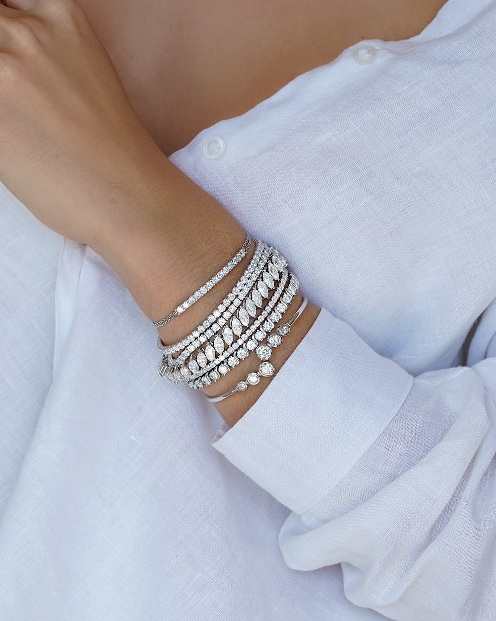 Pulseira Moissanite Navete Luxo