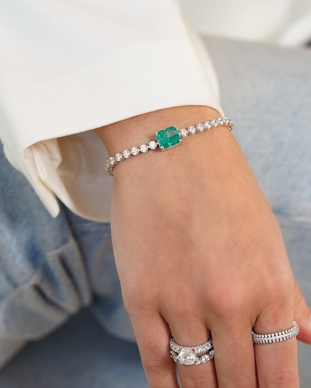 Pulseira Riviera Rectangle Apatita Verde