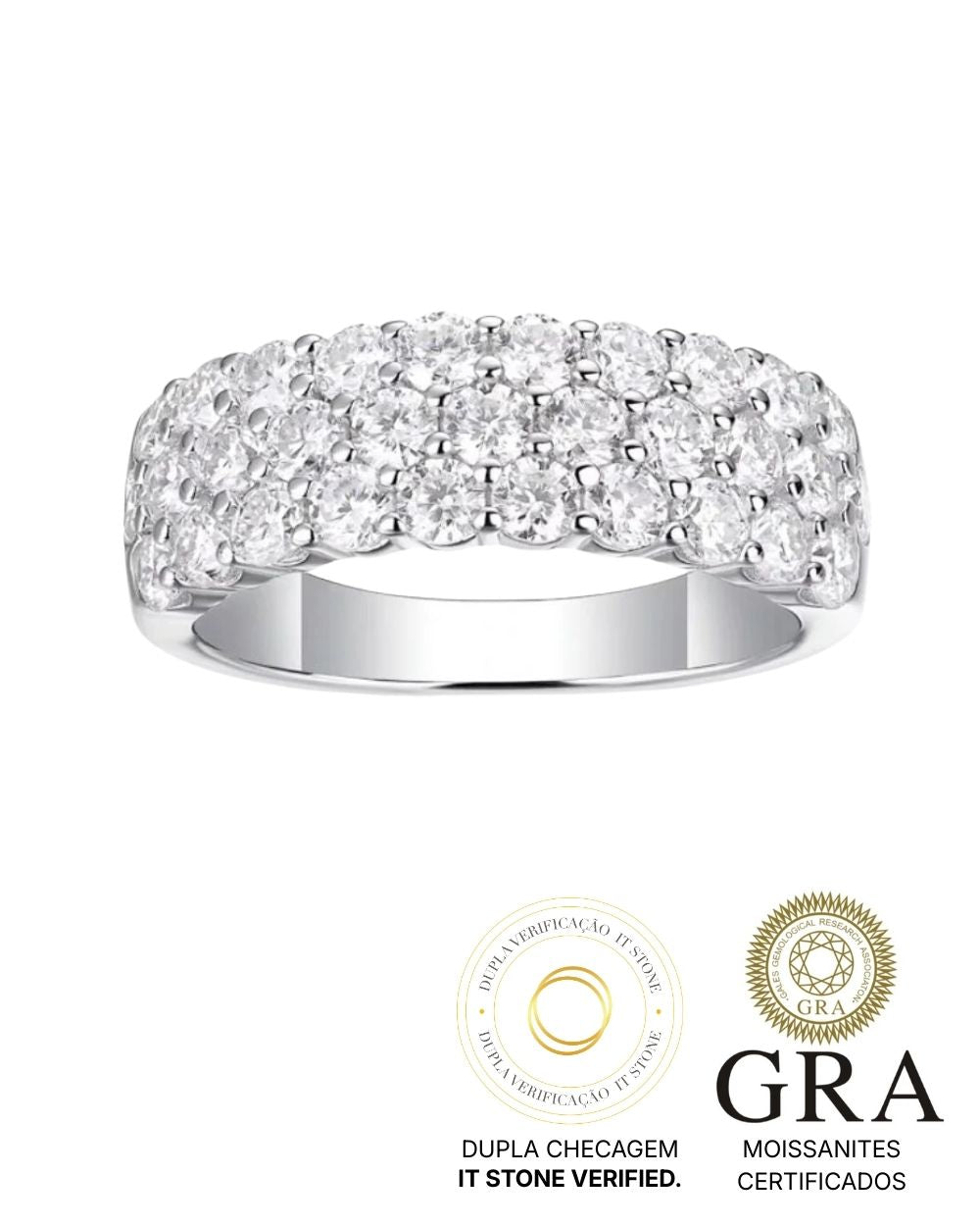 Meia Aliança Triple Moissanite