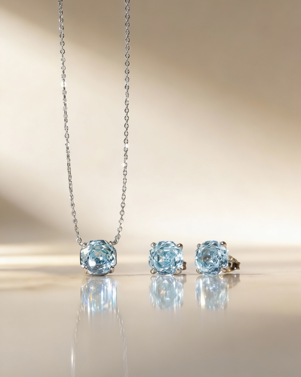 Brinco Solitário Rose Cut Água Marinha