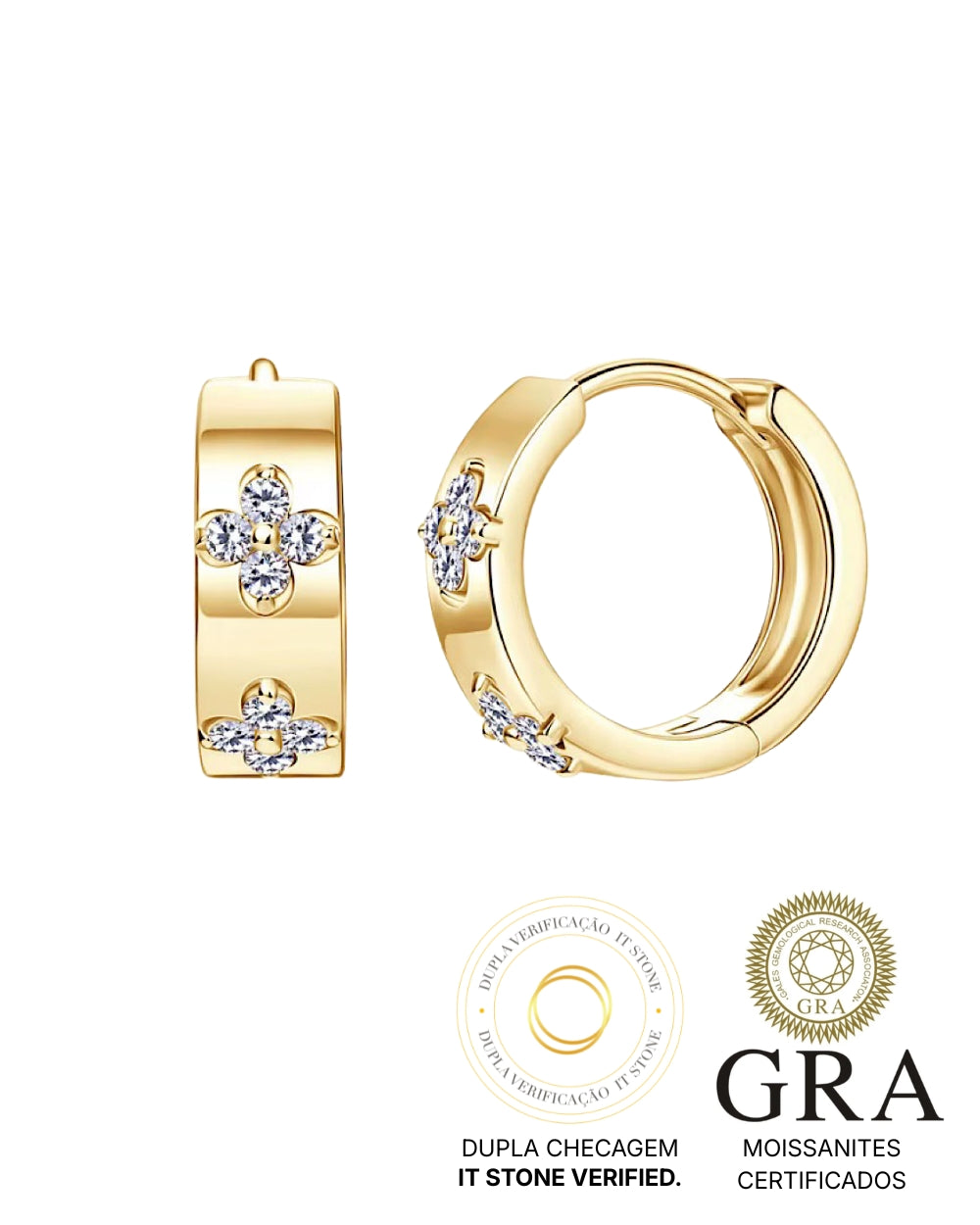 Argola Athena Moissanite Gold