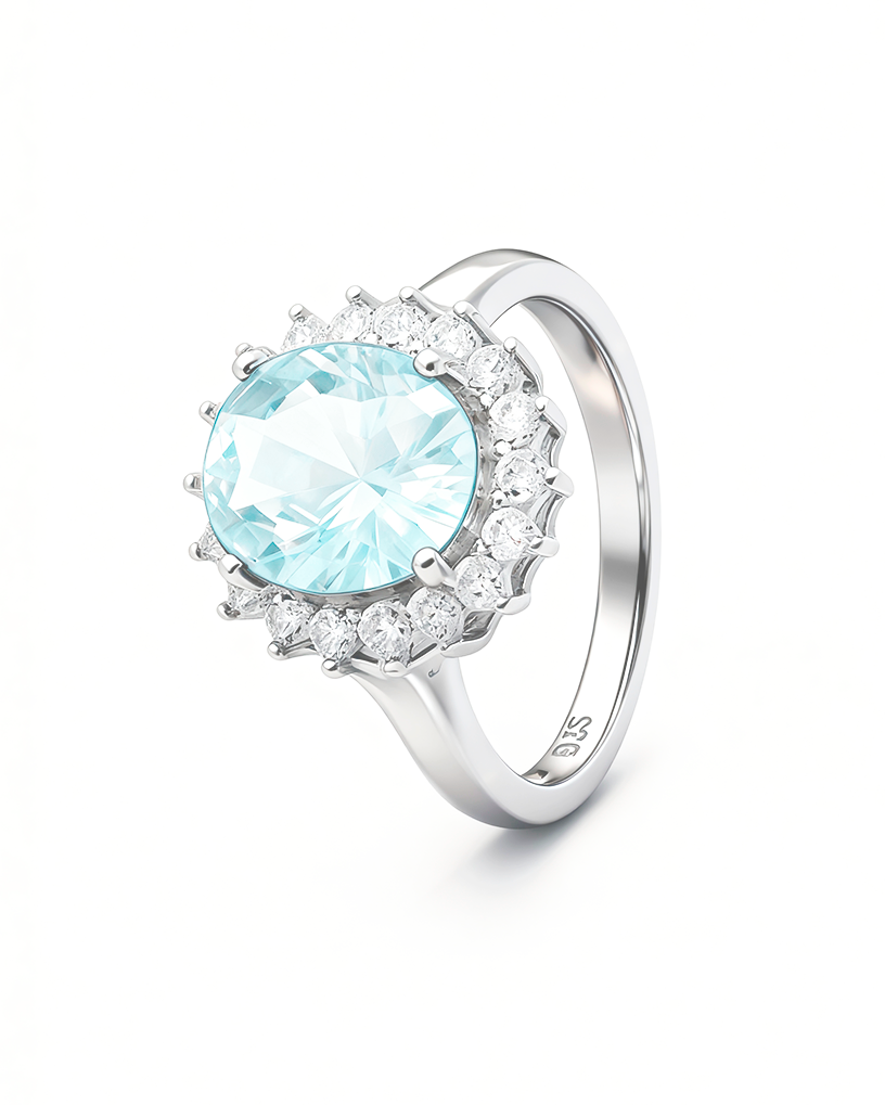 Anel Oval Favorite Água Marinha