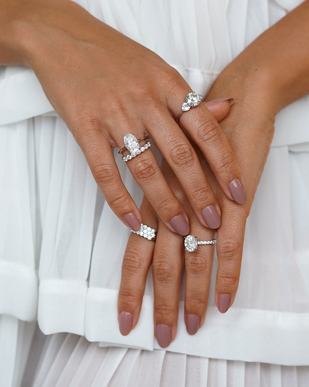 Anel 3 Pedras Moissanite Luxo