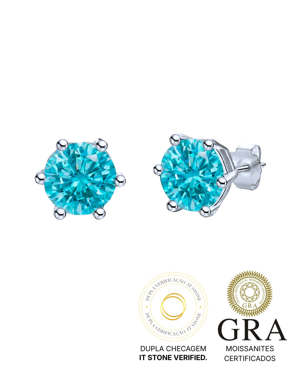 Brinco Elegance Moissanite Blue Sky 2ct