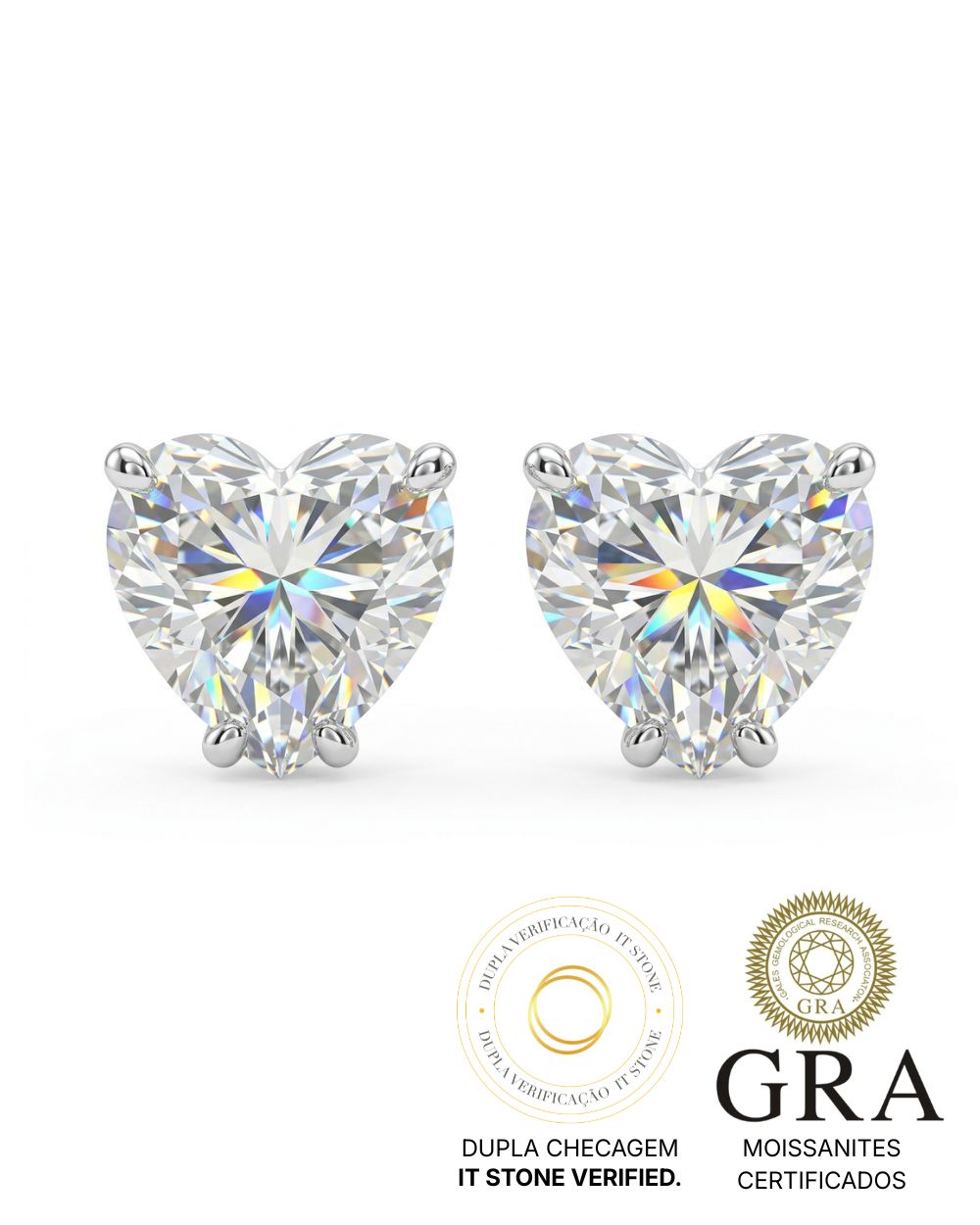 Brinco Coração Moissanite 5.5ct