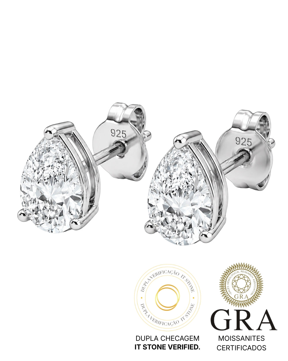 Brinco Pear Cut Moissanite 3.8ct