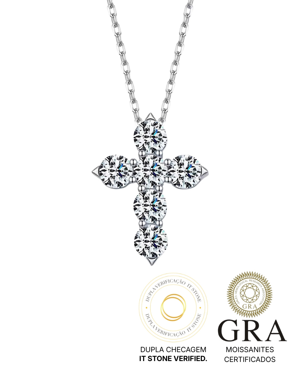 Colar Cross Moissanite Luxo