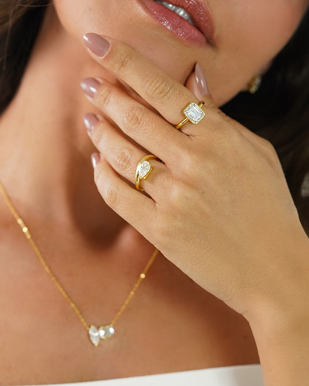 Anel Emerald Cut Moissanite 3ct Gold