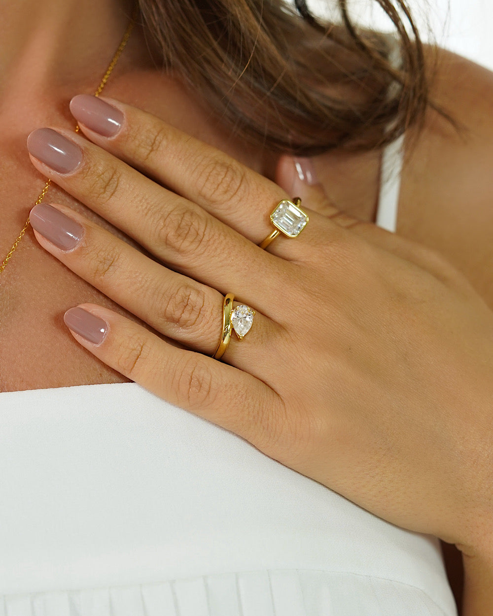 Anel Emerald Cut Moissanite 3ct Gold