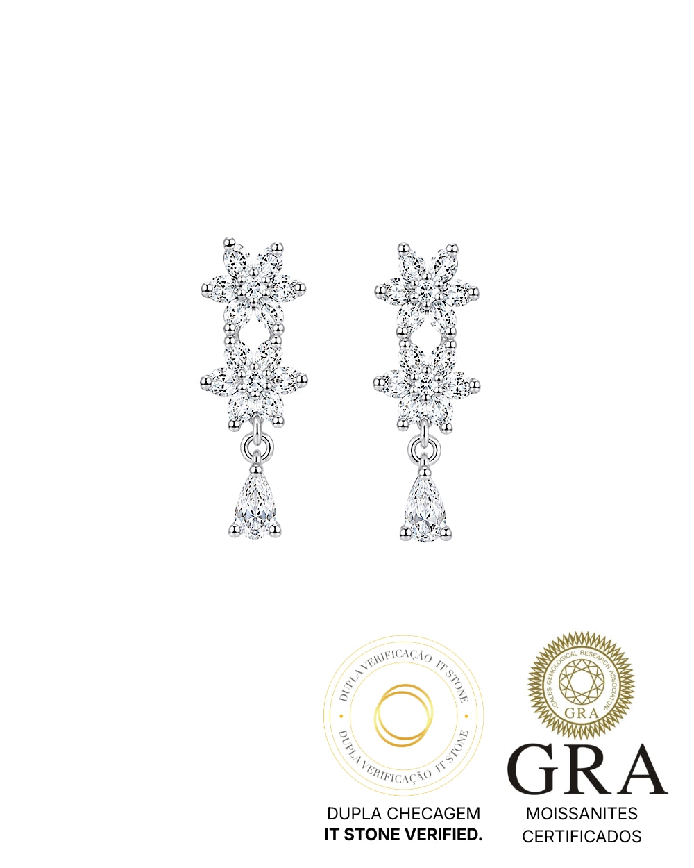 Brinco Flower Fairfax Moissanite