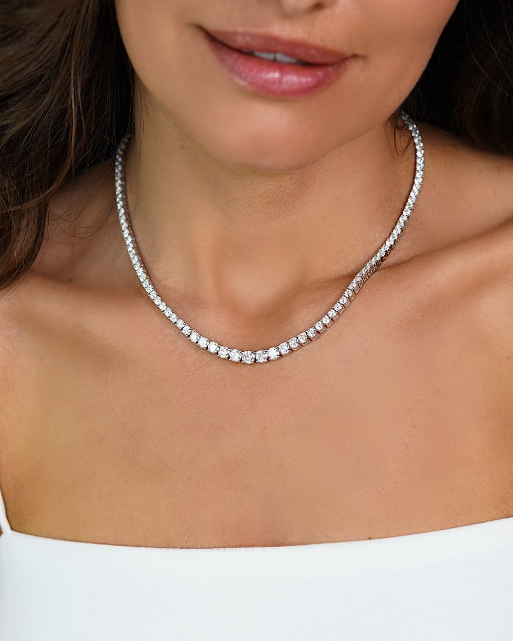 Colar Riviera Graduada Moissanites Luxo