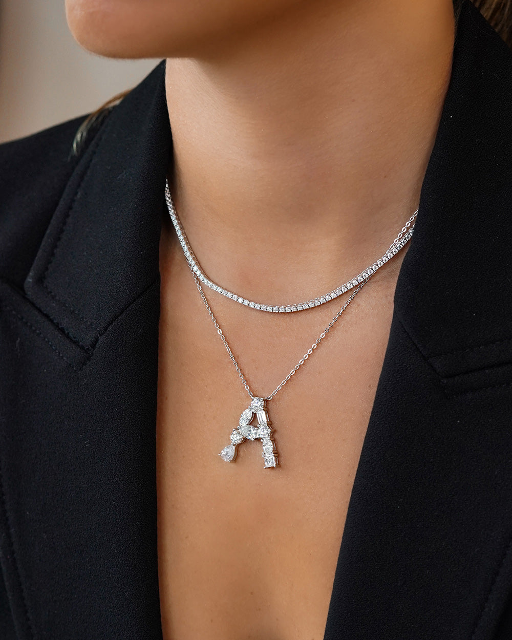 Colar Inicial Moissanite Multi Lapidação Luxo (Escolha o seu)