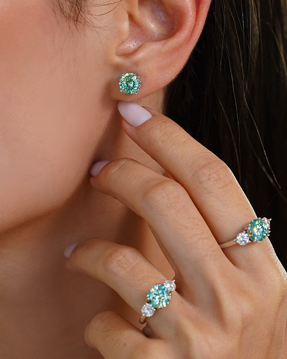 Anel 3 Pedras Jasmine Moissanite Light Soft 2ct