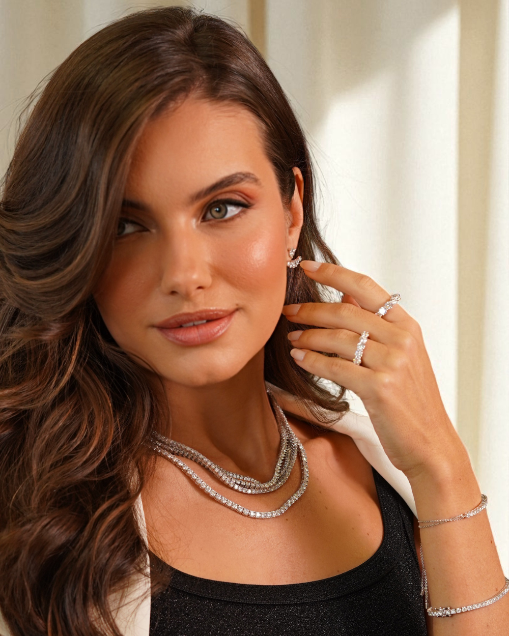 Colar Riviera Classique Moissanite 10 Pontos Luxo 45cm