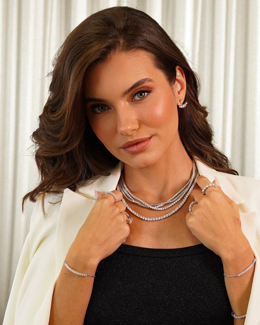 Colar Riviera Moissanite 10 Pontos 40 cm