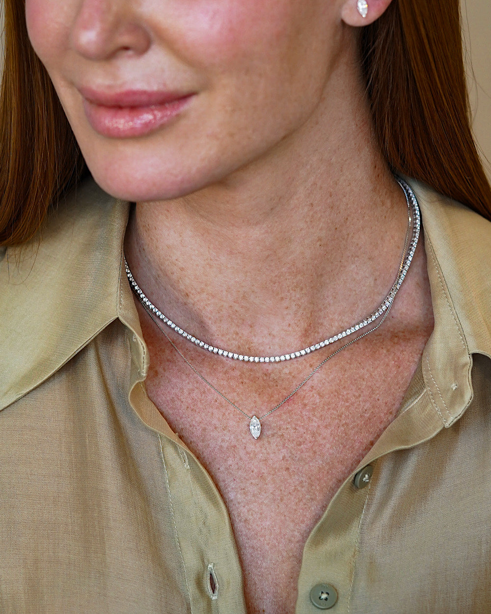 Colar Moissanite Navete 1ct