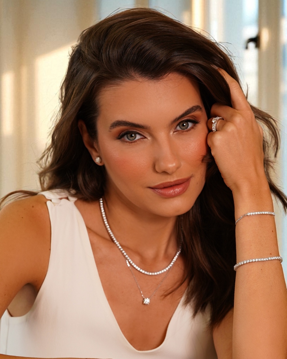 Pulseira Trace Moissanite Regulável
