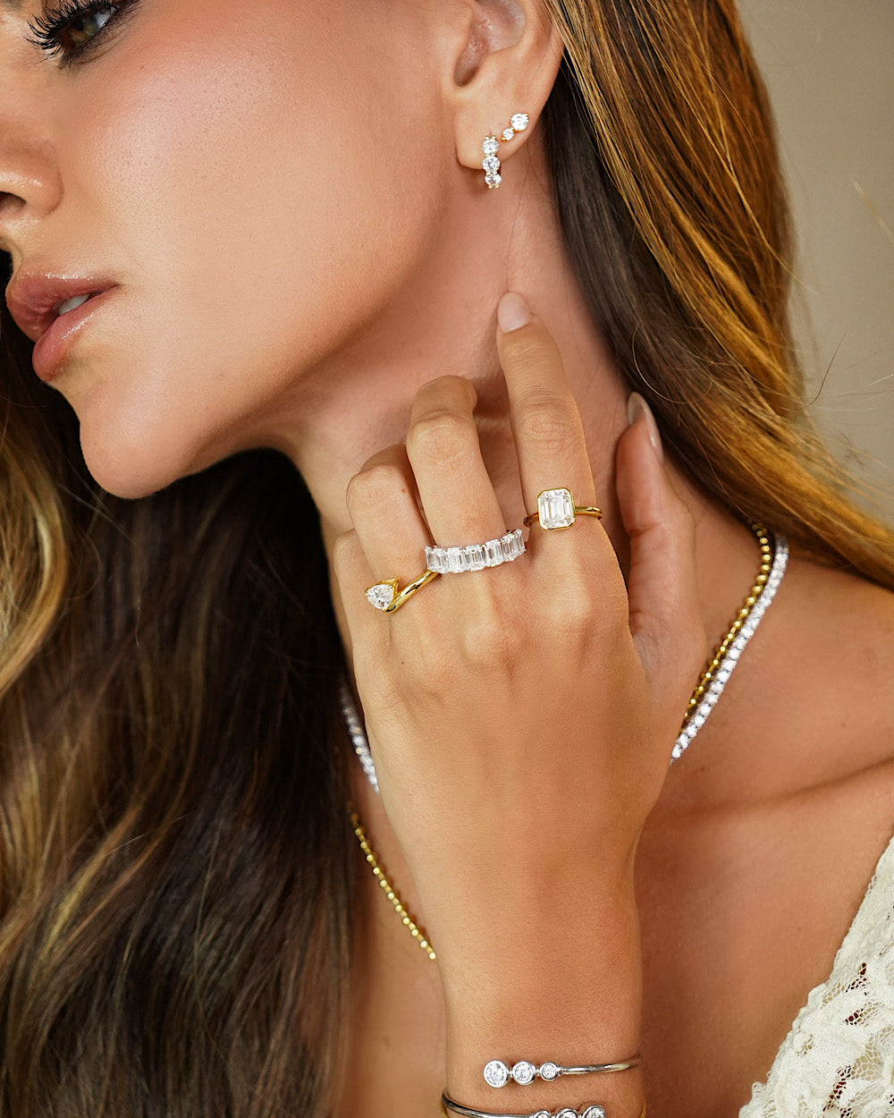 Argolinha Sky Moissanite Luxo Gold