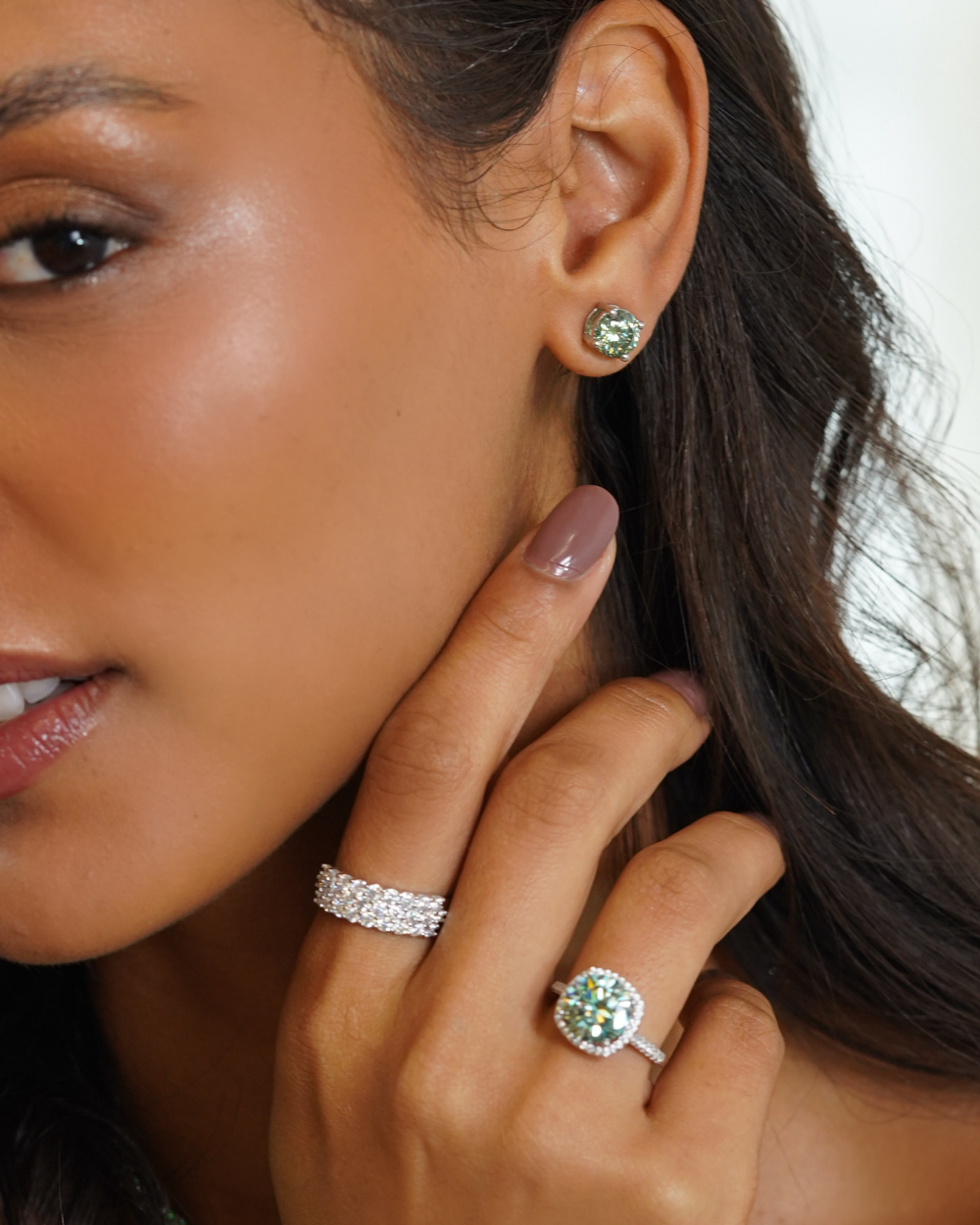 Meia Aliança Triple Moissanite