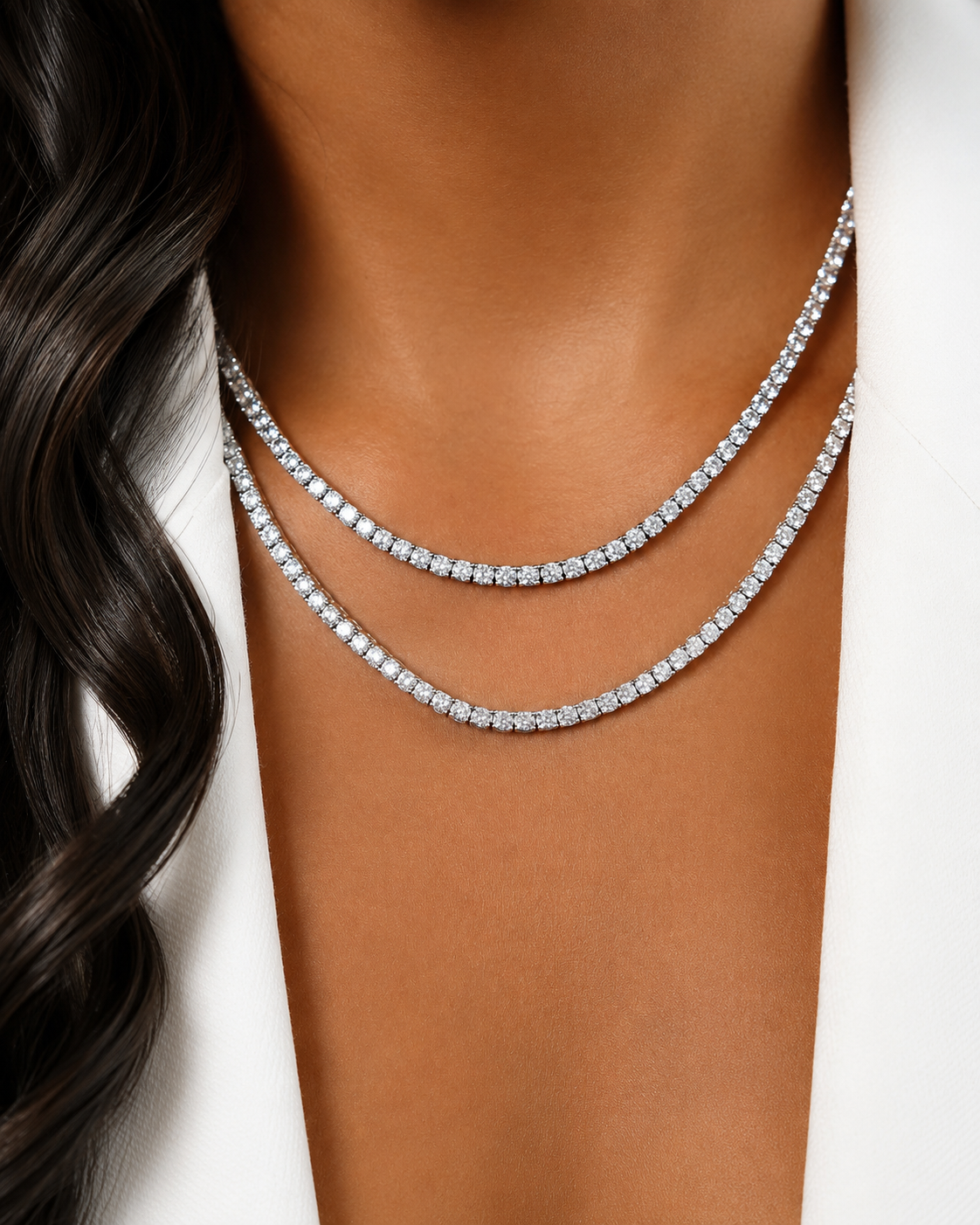Colar Riviera Classique Moissanite 10 Pontos Luxo 45cm
