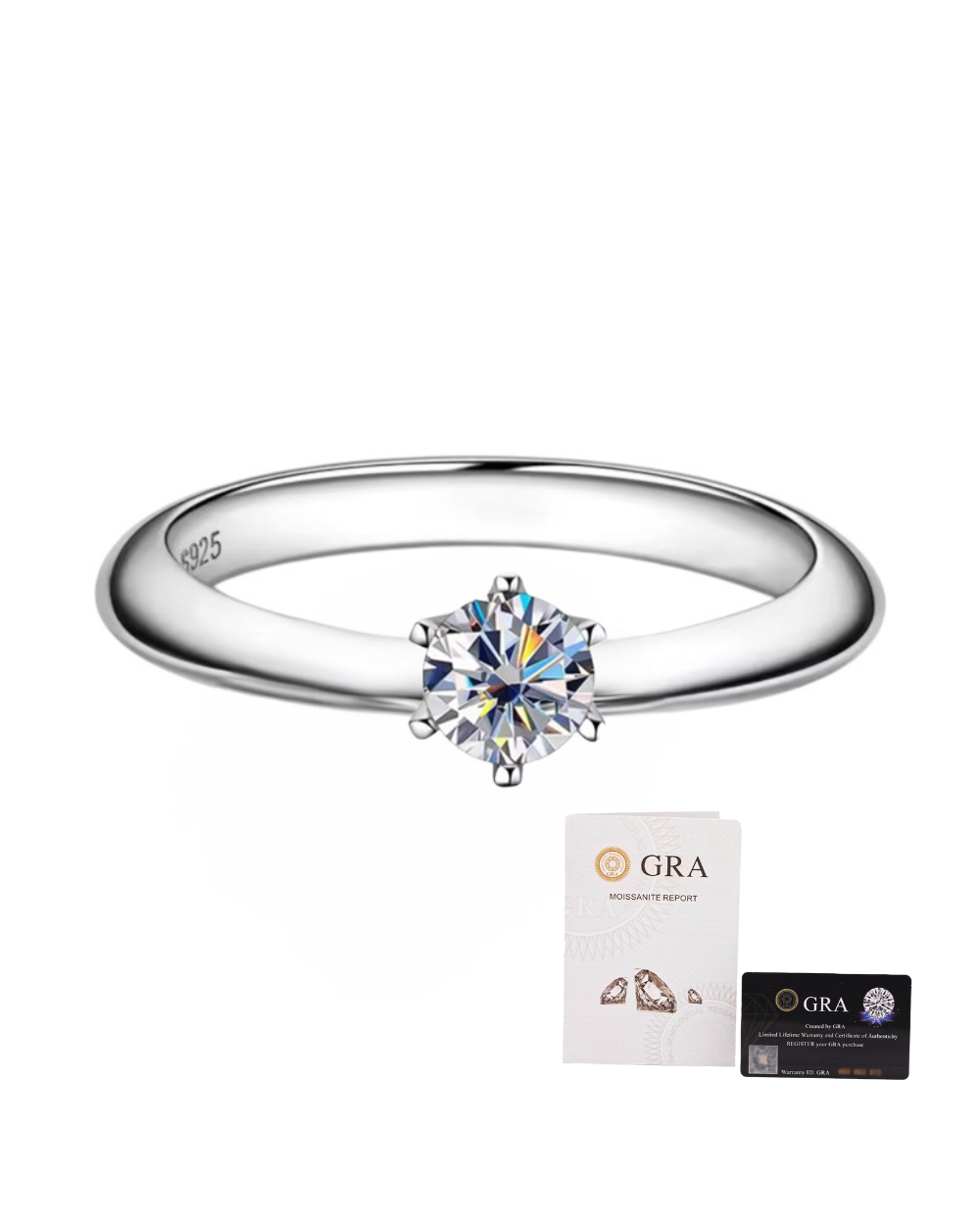 Anel Solitário Clássico Moissanite 0.5ct