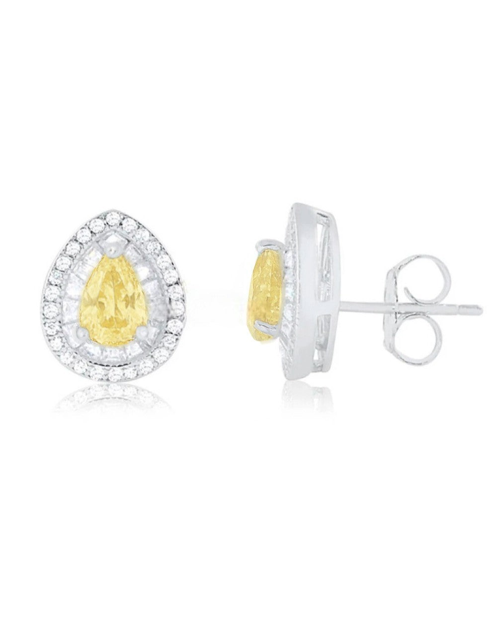 Brinco Gota Baguetes Zircônia  Fancy Yellow