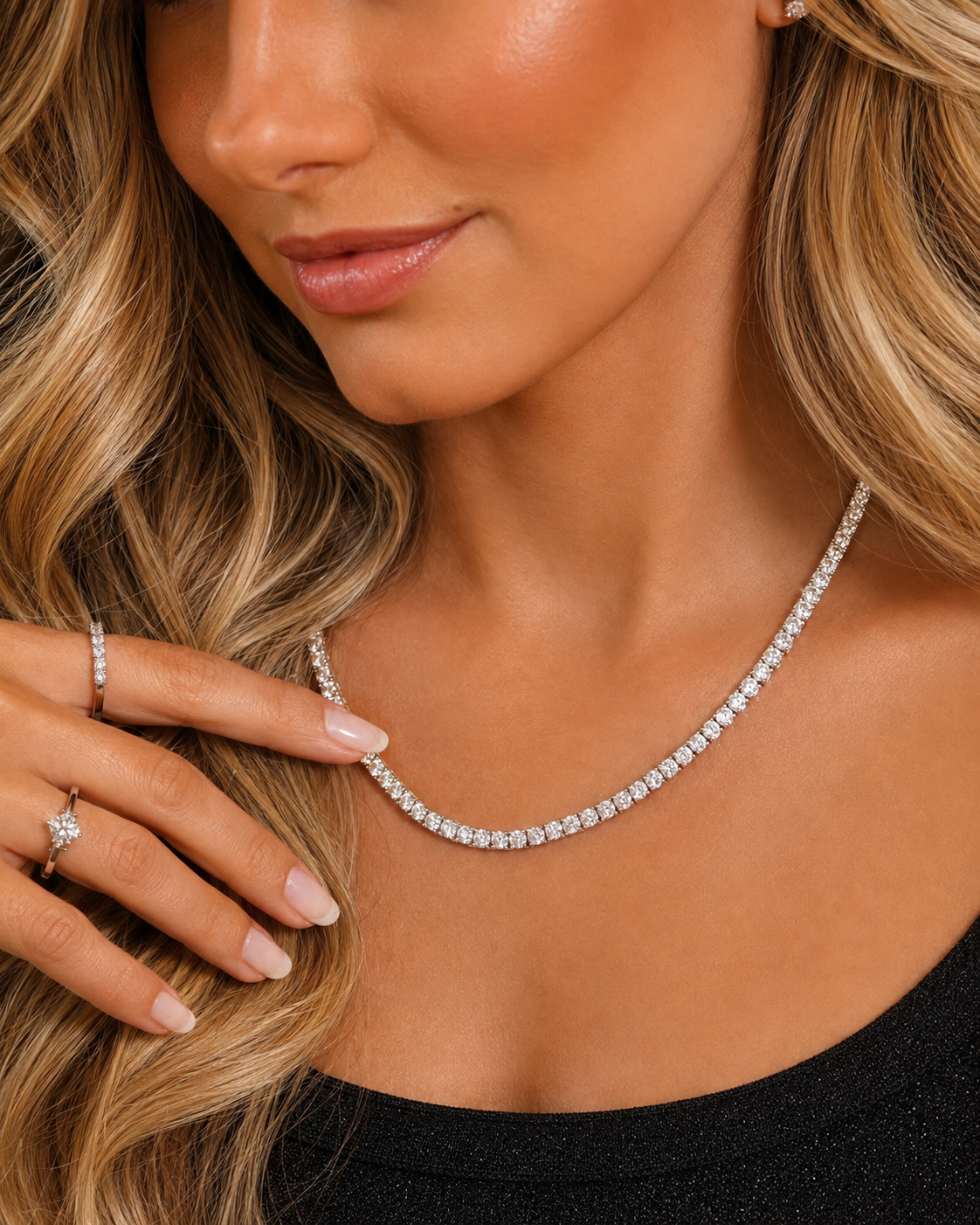 Colar Riviera Classique Moissanite 30 Pontos Luxo