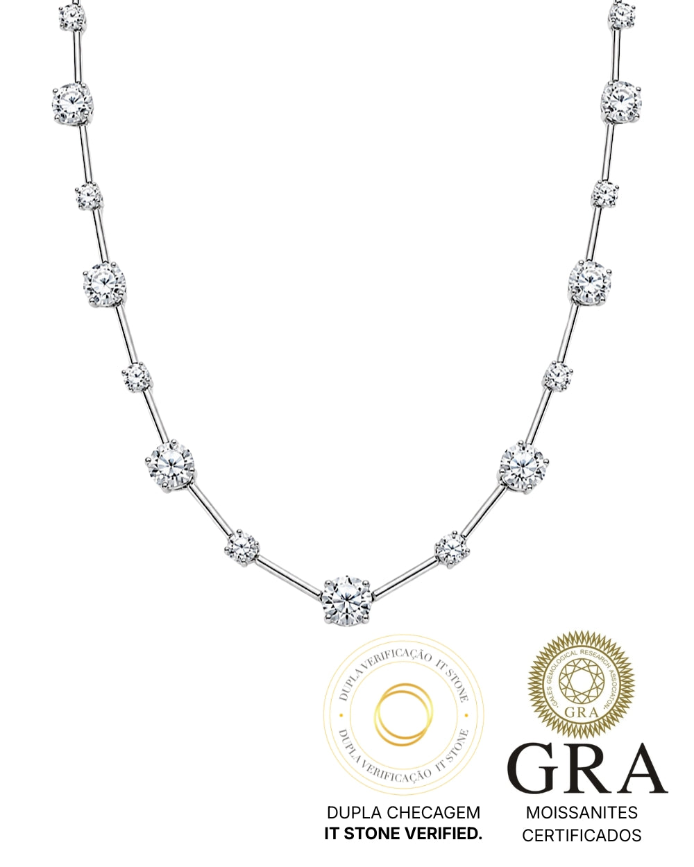 Colar Riviera Fio Faca Moissanite