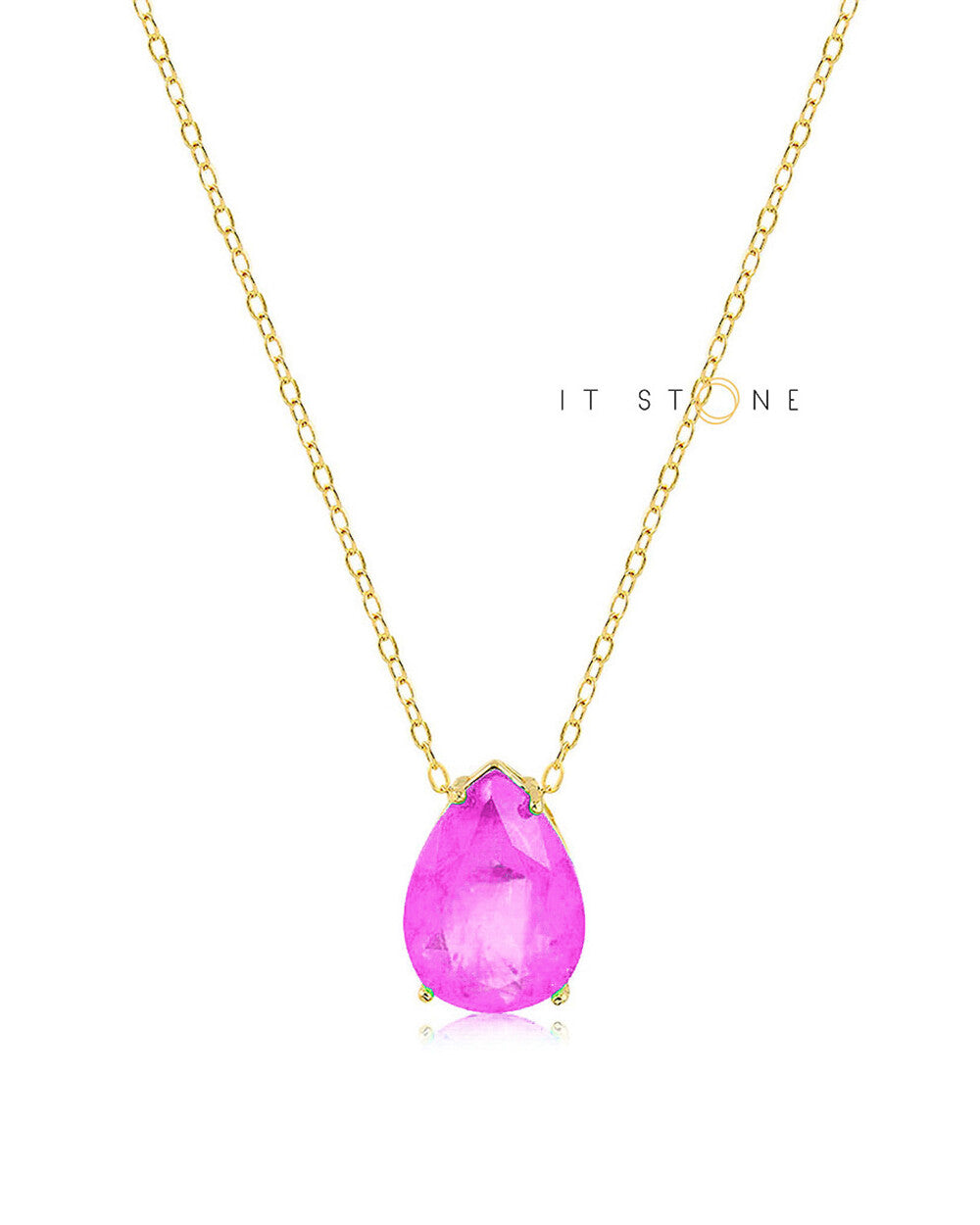 Colar Gota Fashion Turmalina Pink Fusion Gold