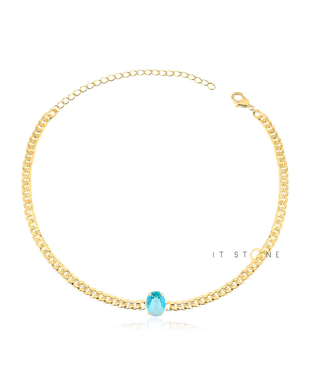 Choker Chain Oval Topázio Blue London