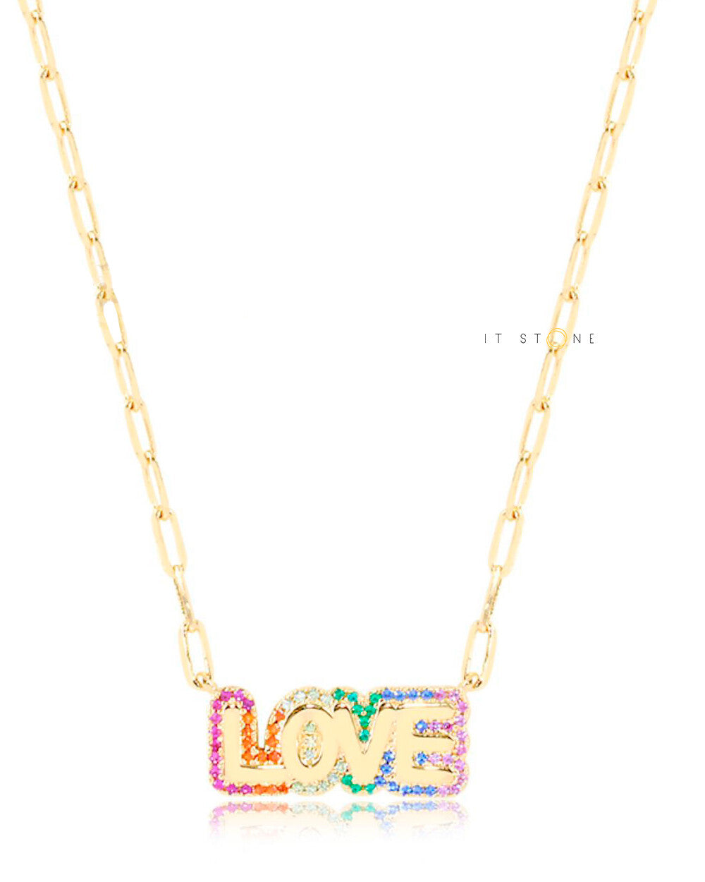 Colar Elos Love Rainbow Gold