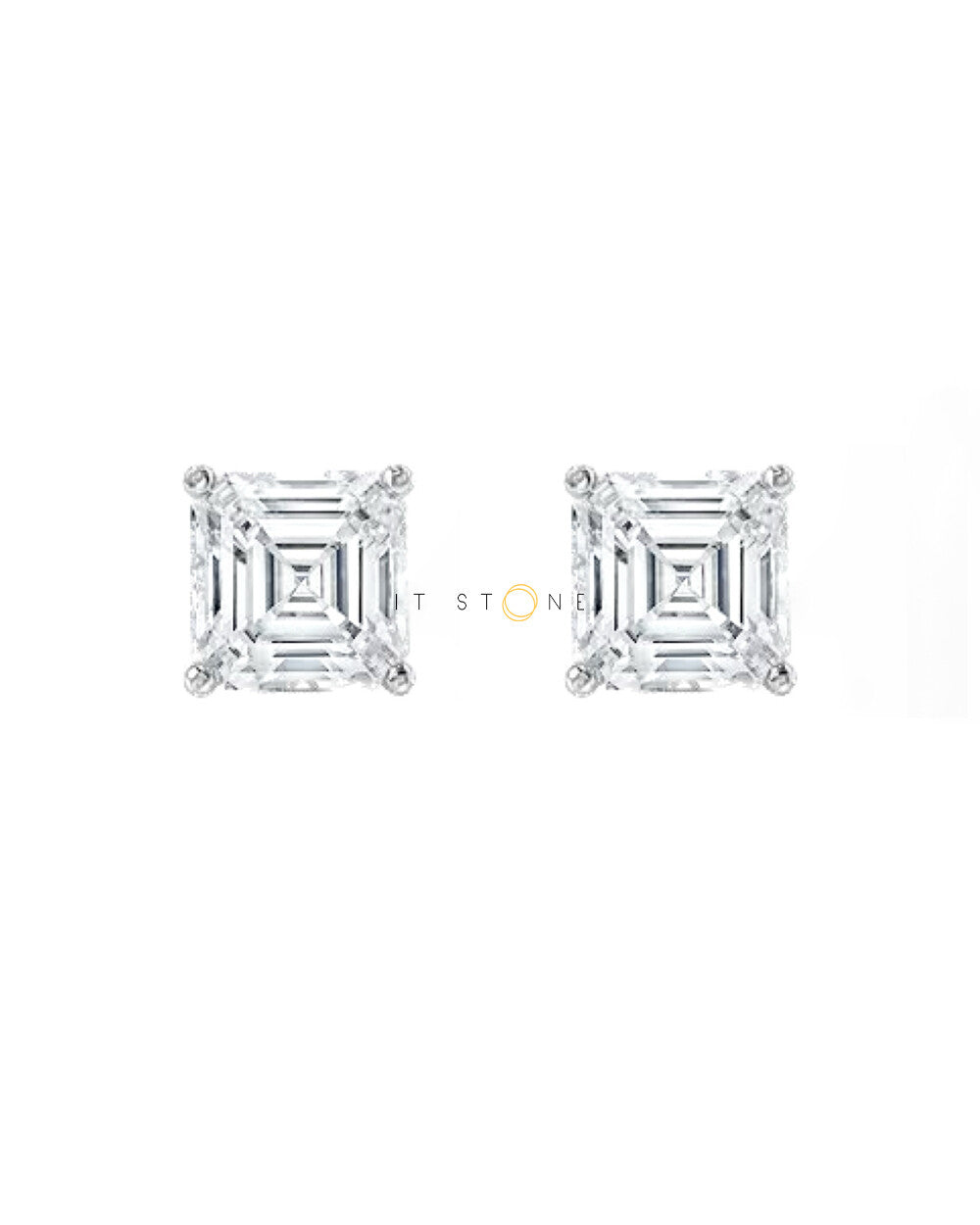 Brinco Solitário Square Emerald Cut