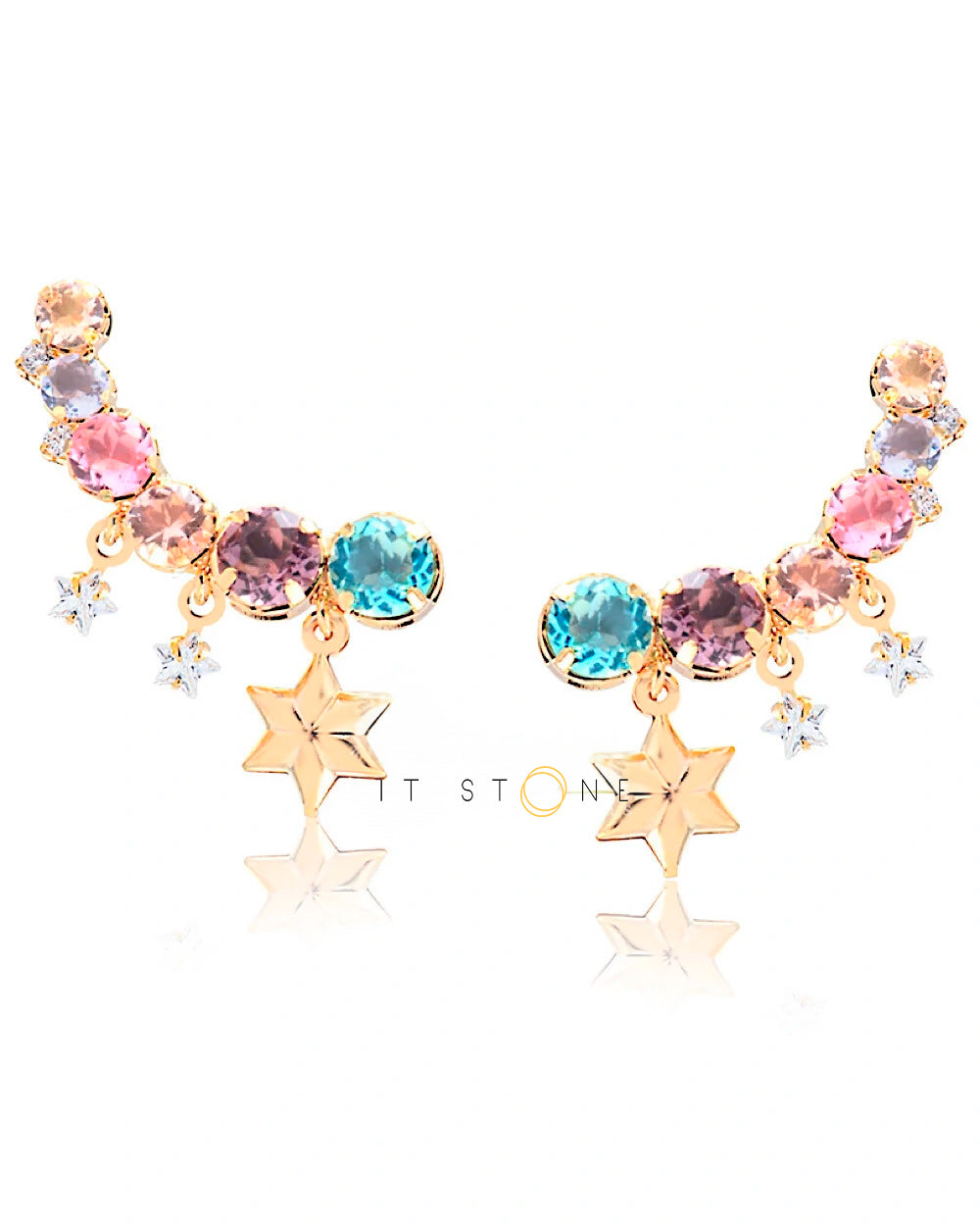 Ear Cuff Stars and Colors Gold