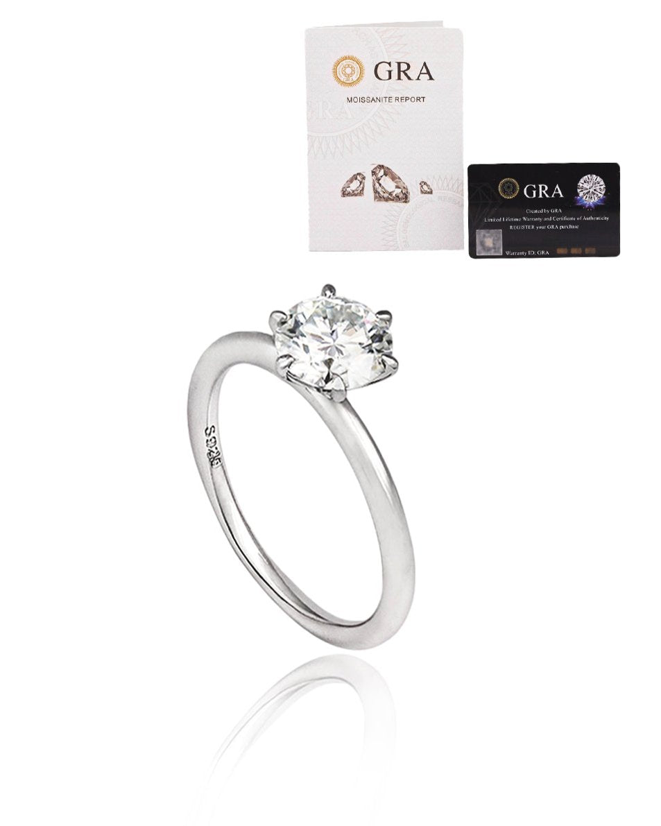 Anel Solitário Clássico Moissanite 1ct