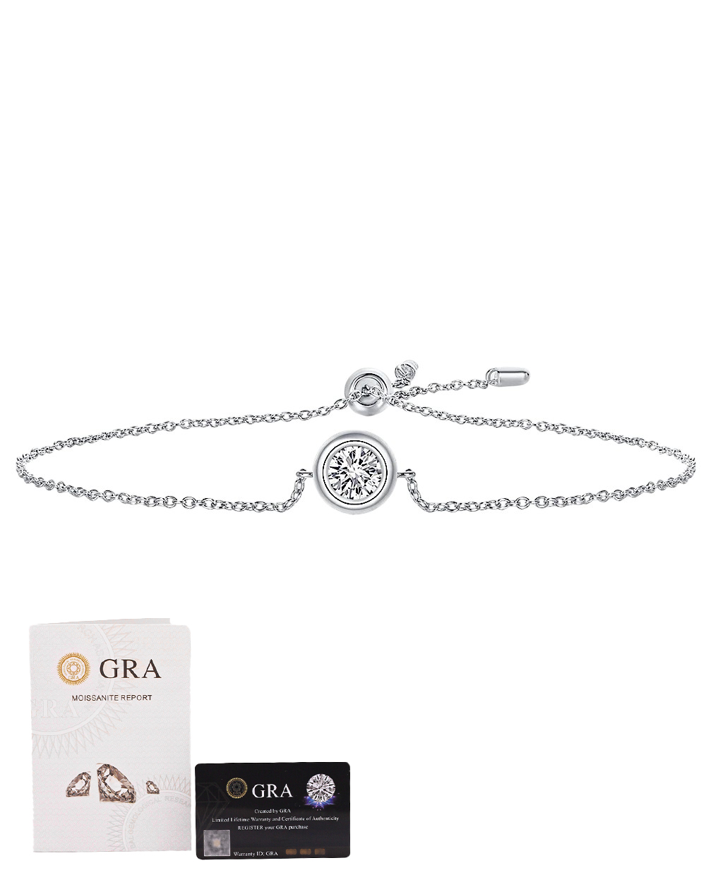 Pulseira Moissanite Ponto de Luz Cravação Inglesa 1ct