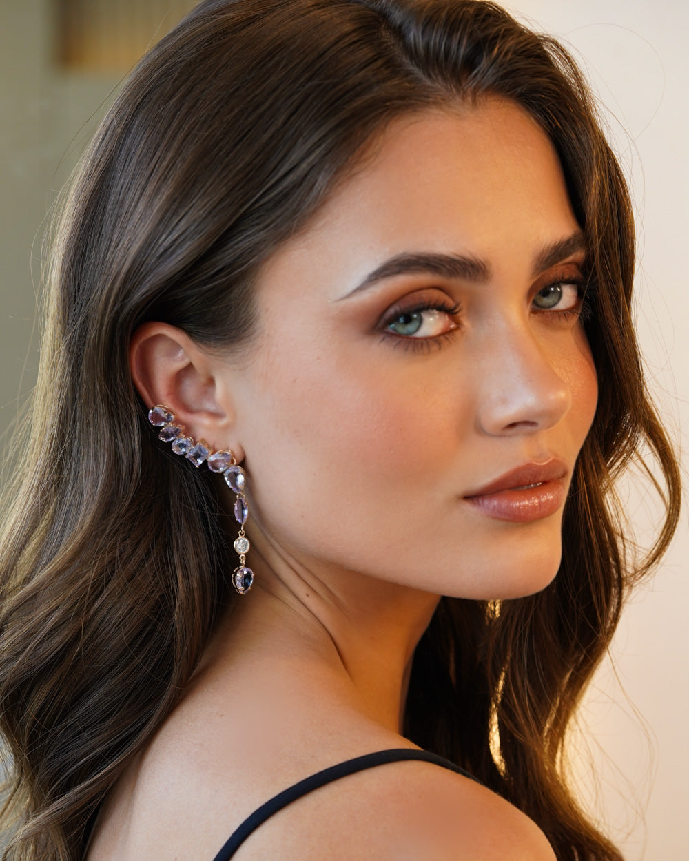 Ear Cuff Multi Lapidação Dangle Ametista