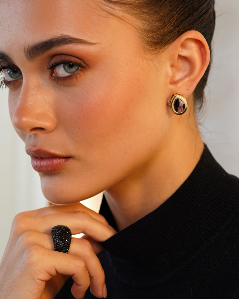 Anel Luxury Bold Pavê Negro