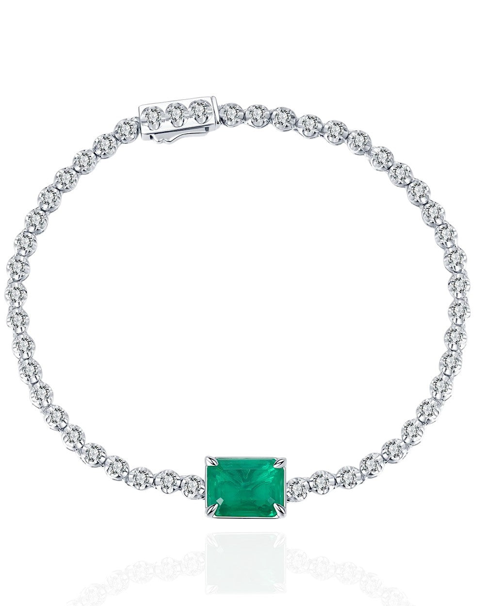 Pulseira Riviera Rectangle Emerald Luxo