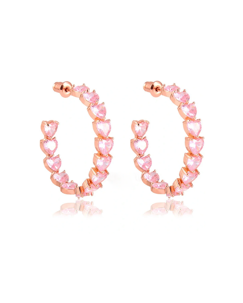Argola Hearts Kunzita Rosé